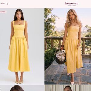 House of CB 'Vivien' Apricot Cotton Midi Sundress NWOT Bigger Cup, S